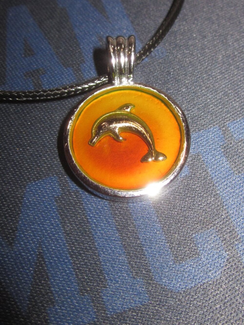 Dolphin Silver Tone Color Change Pendant Necklace